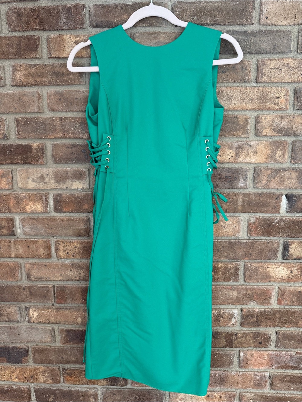 Calvin Klein Teal Lace-Up Sheath Midi Dress